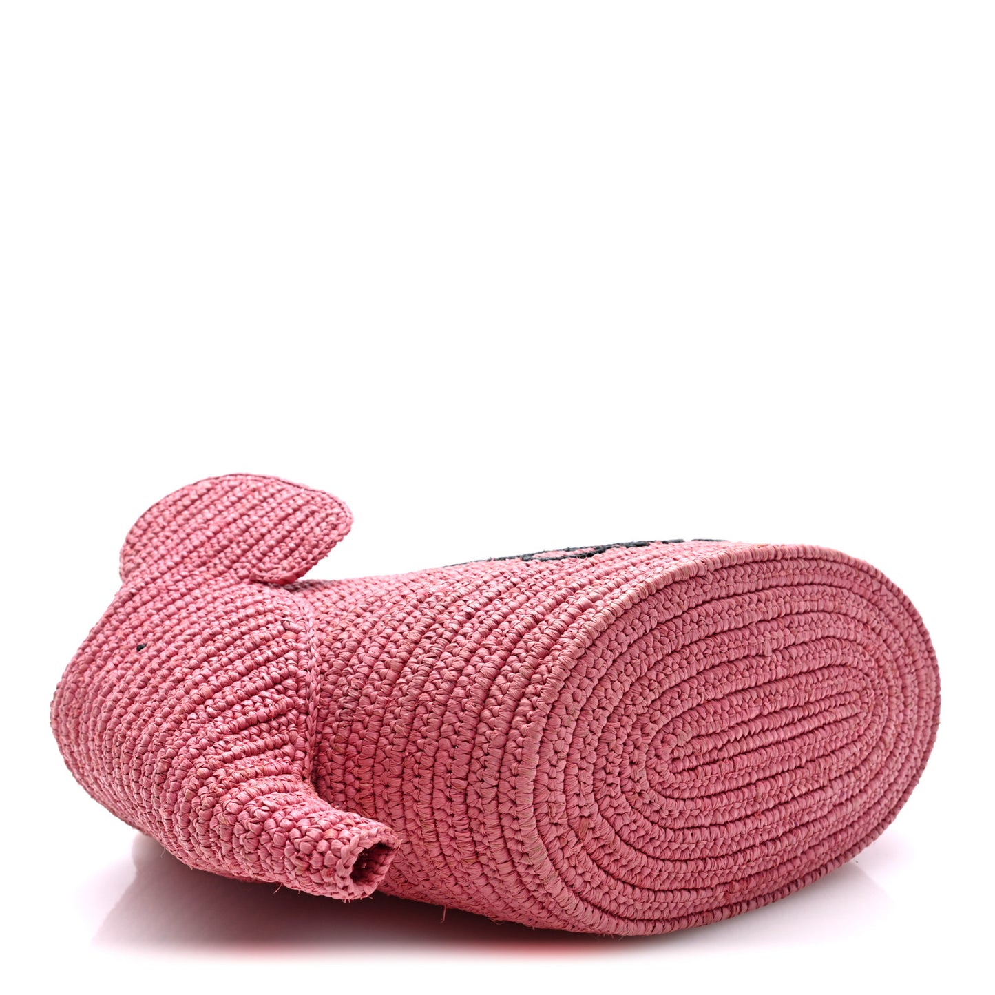 Raffia Medium Elephant Basket Tote Bag Pink Black Sunset Pink