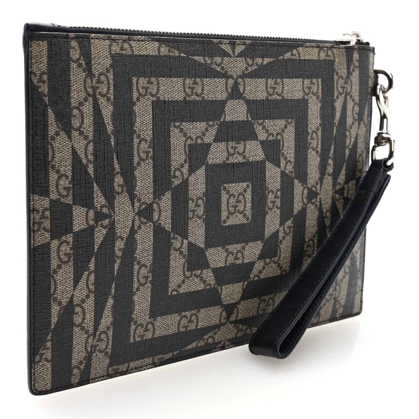 GG Supreme Monogram Caleido Wristlet Black