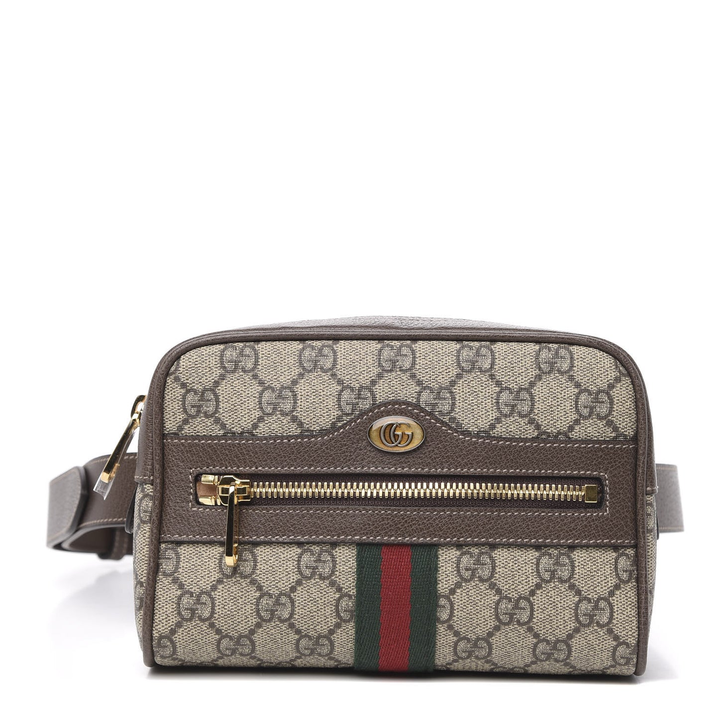 GG Supreme Monogram Web Small Ophidia Belt Bag 85 34 Dark Brown