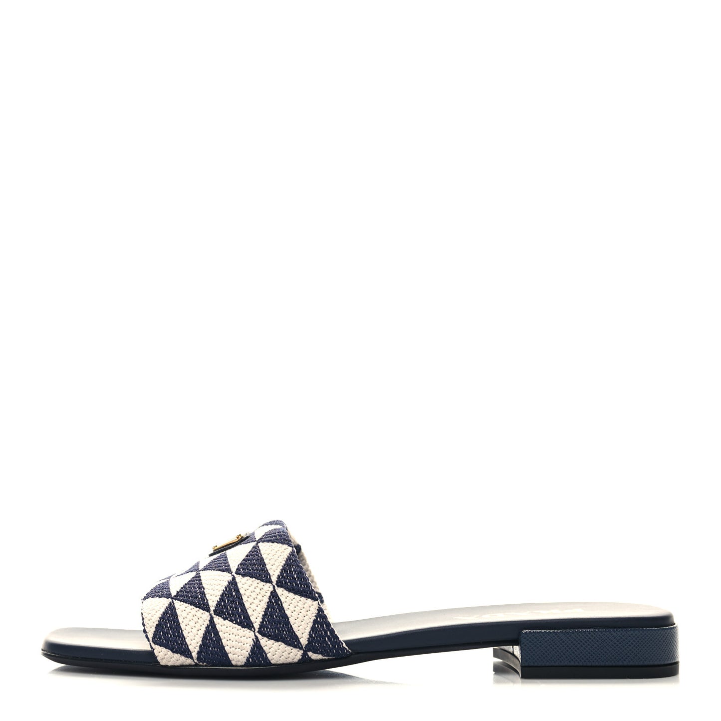 Jacquard Trianglolo Symbole Embroidered Metal Triangle Logo 10mm Slide Sandals 39.5 Baltico Talco