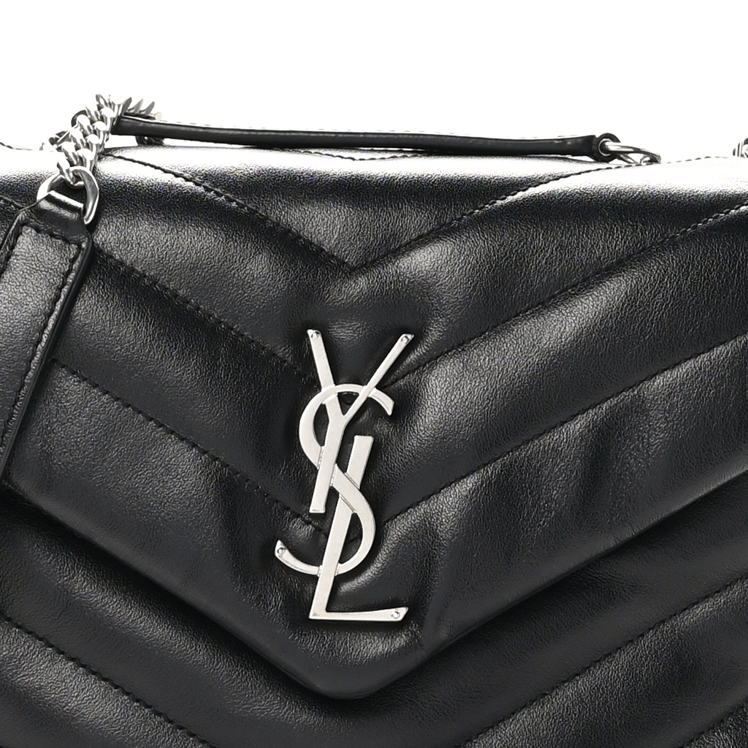 Saint Laurent Calfskin Y Quilted Monogram Small Loulou Chain Satchel Black 8 of 10