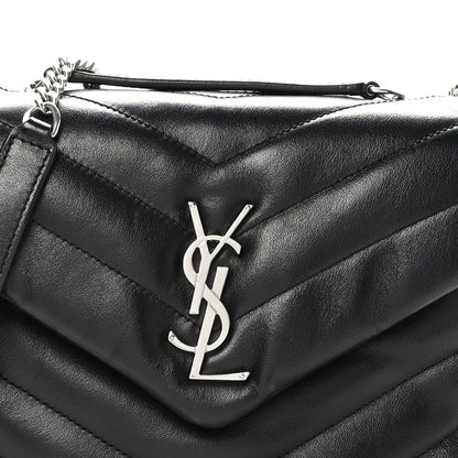 Saint Laurent Calfskin Y Quilted Monogram Small Loulou Chain Satchel Black 8 of 10