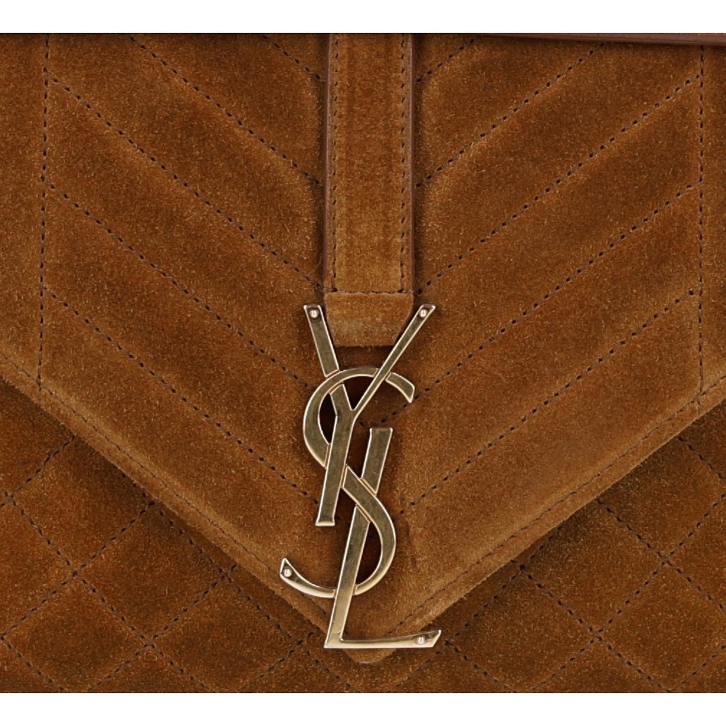 Suede Tri-Quilt Monogram Medium College Bag Ochre