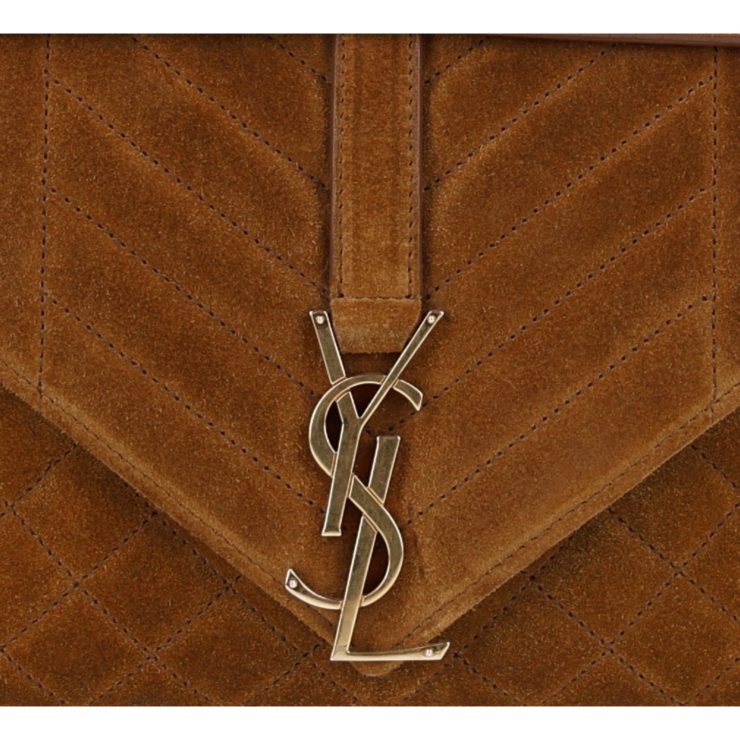 Saint Laurent Suede Tri-Quilt Monogram Medium College Bag Ochre 8 of 10
