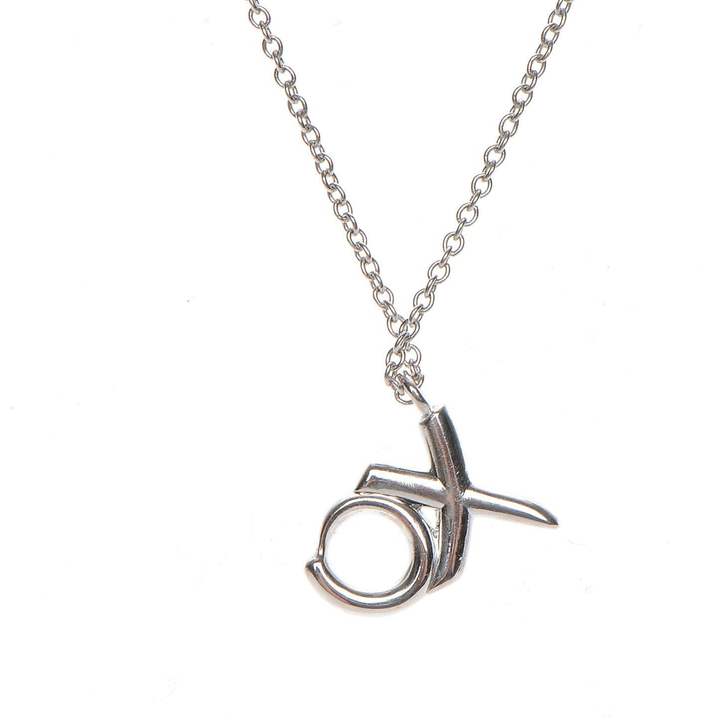 18K White Gold Diamond Paloma Picasso Mini Love and Kisses Pendant Necklace