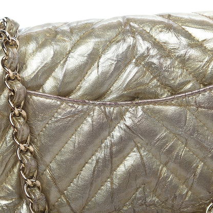 Chanel Patent Metallic Crumpled Calfskin Chevron Quilted Mini Rectangular Flap Gold 11 of 13