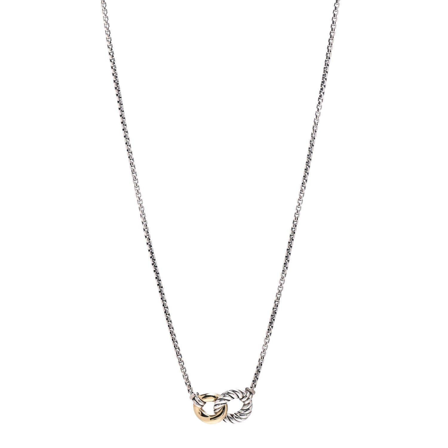 David Yurman Sterling Silver 18K Yellow Gold Belmont Pendant Necklace 1 of 3