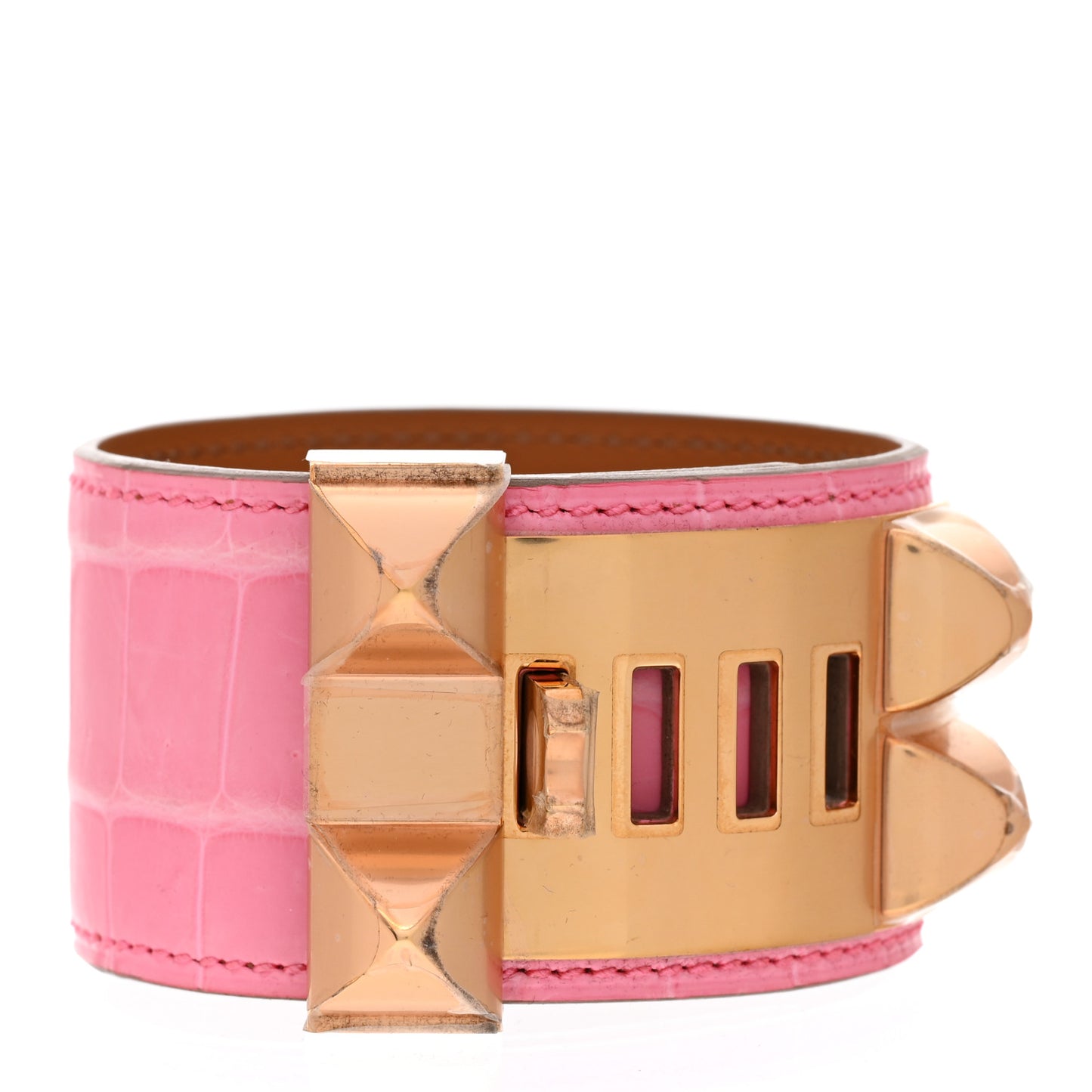 Matte Alligator Collier De Chien CDC Bracelet T3 5P Pink