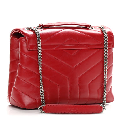 Saint Laurent Calfskin Y Quilted Monogram Small Loulou Chain Satchel Lipstick Red 2 of 11