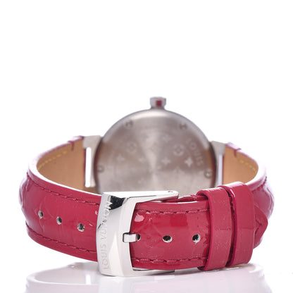 Louis Vuitton Stainless Steel Vernis Diamond 28mm Tambour Quartz Watch Red 4 of 8
