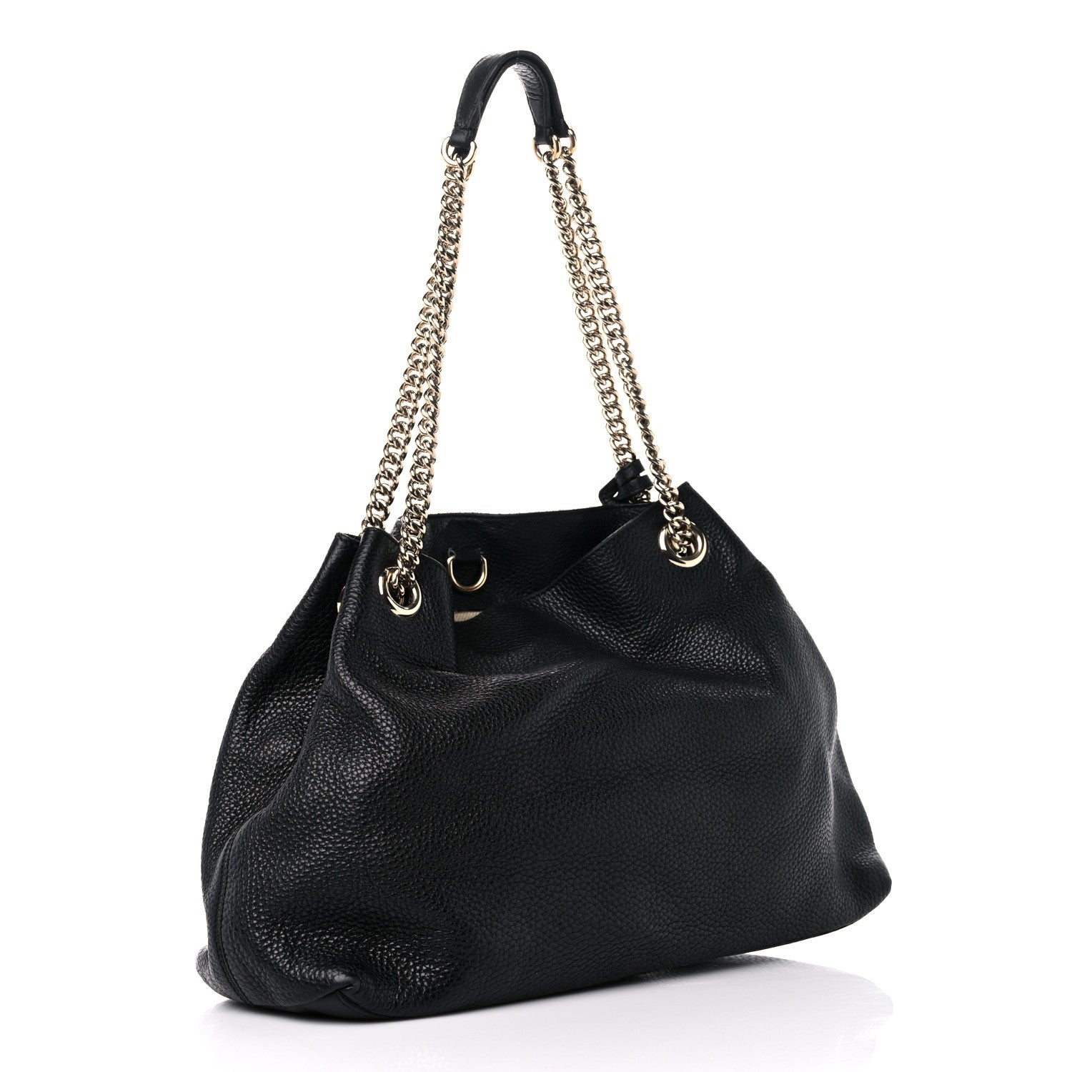 Gucci Pebbled Calfskin Medium Soho Chain Shoulder Bag Black 3 of 15