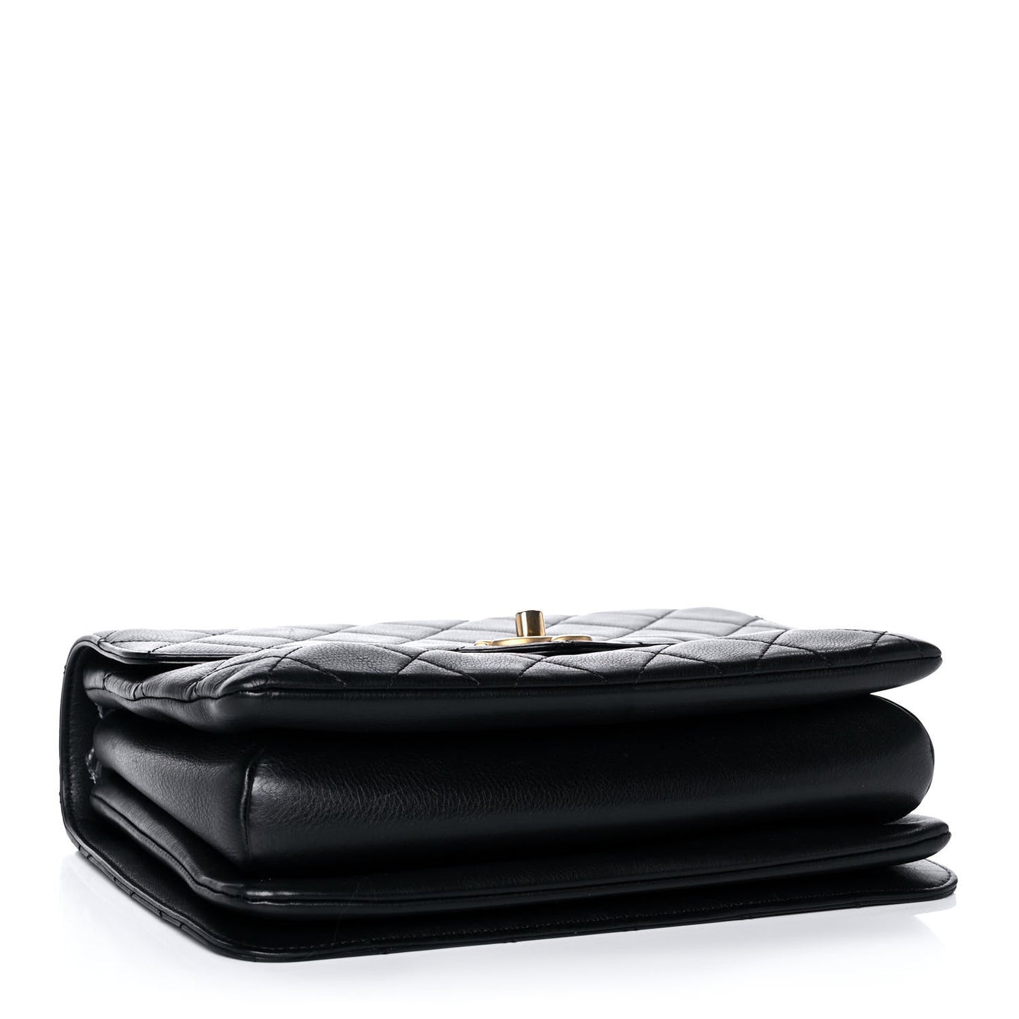 Calfskin Quilted Small Gold Top Handle Flap Black