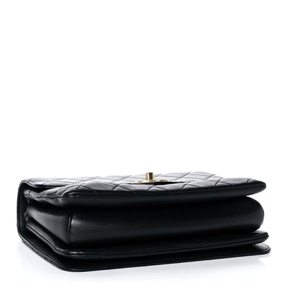 Chanel Calfskin Quilted Small Gold Top Handle Flap Black 3 of 15