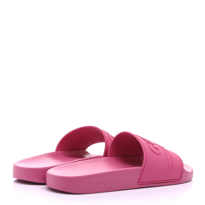 Gucci Rubber Womens Logo Slide Sandals 38 Fuchsia 4 of 7