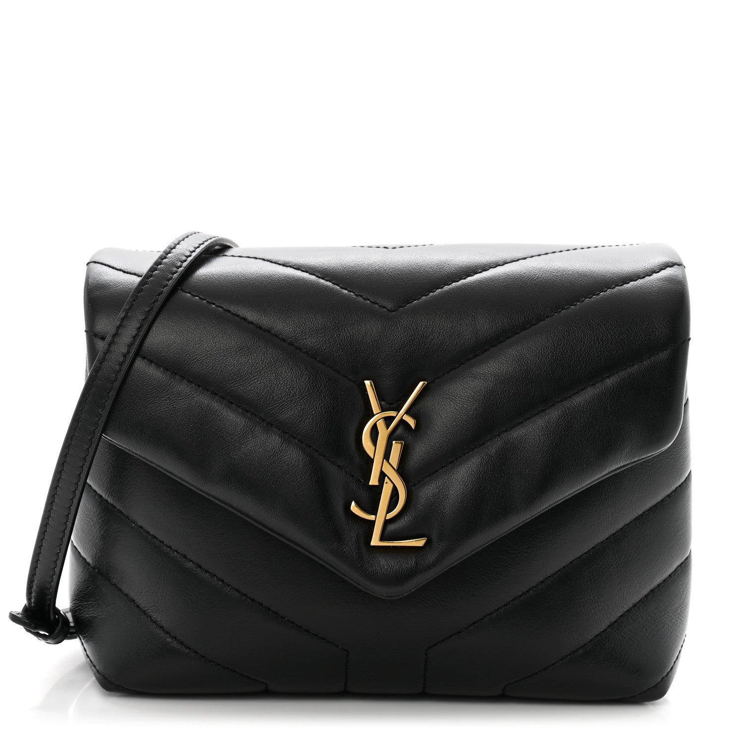 Saint Laurent Calfskin Y Quilted Monogram Toy Loulou Crossbody Bag Black 1 of 12