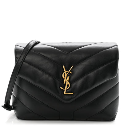 Saint Laurent Calfskin Y Quilted Monogram Toy Loulou Crossbody Bag Black 1 of 12