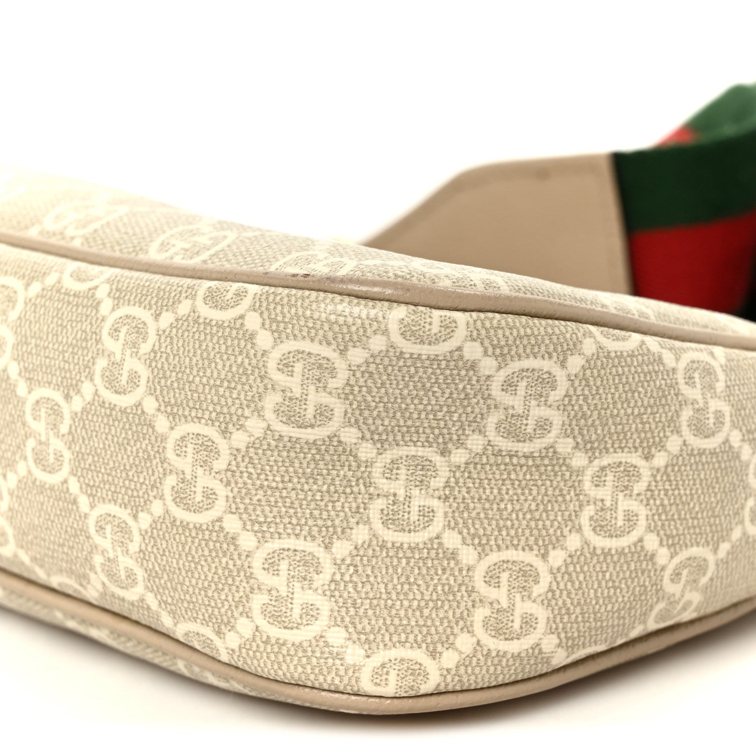 Gucci GG Supreme Monogram Textured Dollar Calfskin Web Small Ophidia GG Handbag Beige Mystic White Oatmeal 11 of 12