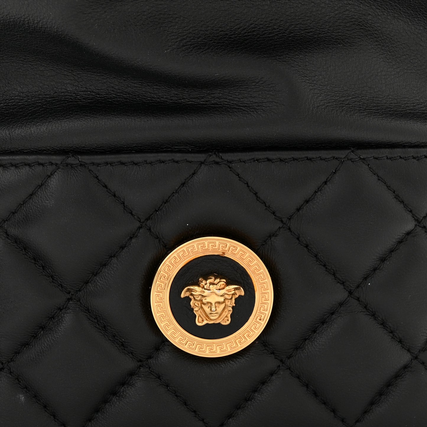 Nappa Quilted Medusa Bucket Bag Black