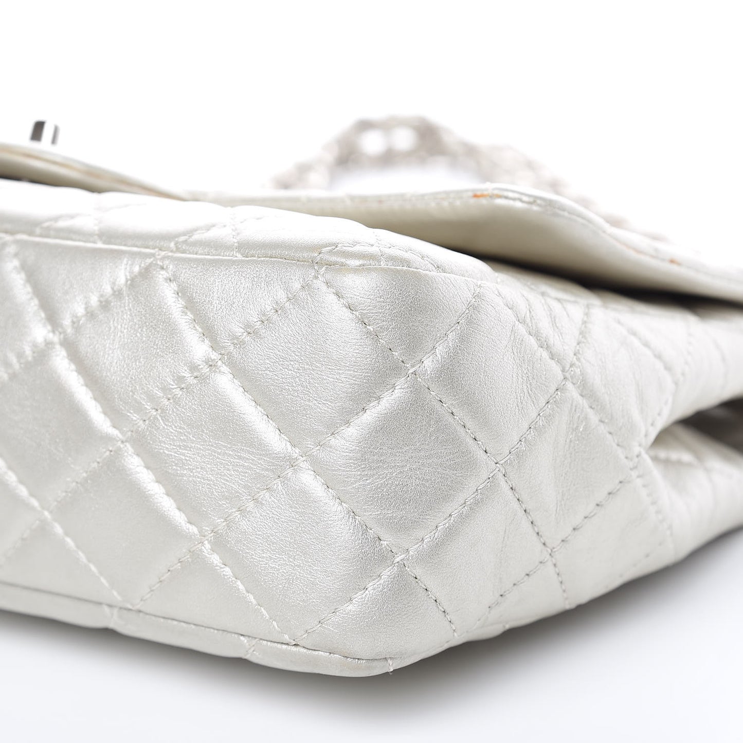 Metallic Lambskin Quilted Jumbo Single Flap Silver