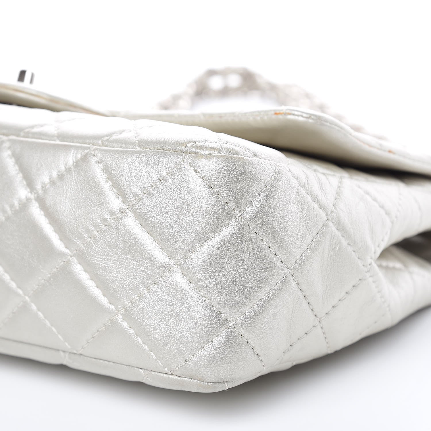 Chanel Metallic Lambskin Quilted Jumbo Single Flap Silver 9 of 16