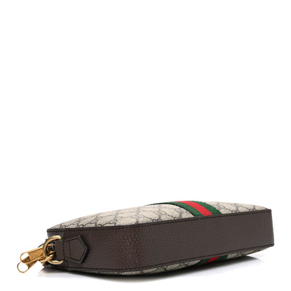 Gucci GG Supreme Monogram Textured Dollar Calfskin Web Ophidia Wristlet Shoulder Bag Beige Ebony New Acero 4 of 10