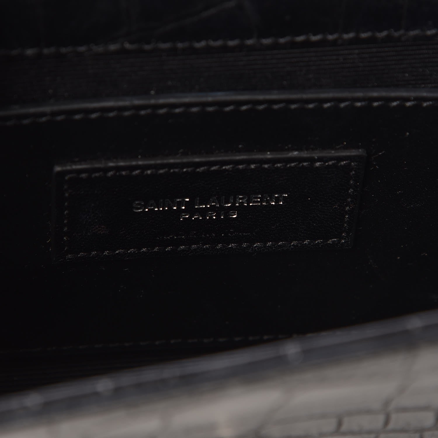 Saint Laurent Calfskin Crocodile Embossed Monogram Small Kate Tassel Satchel Black 6 of 10