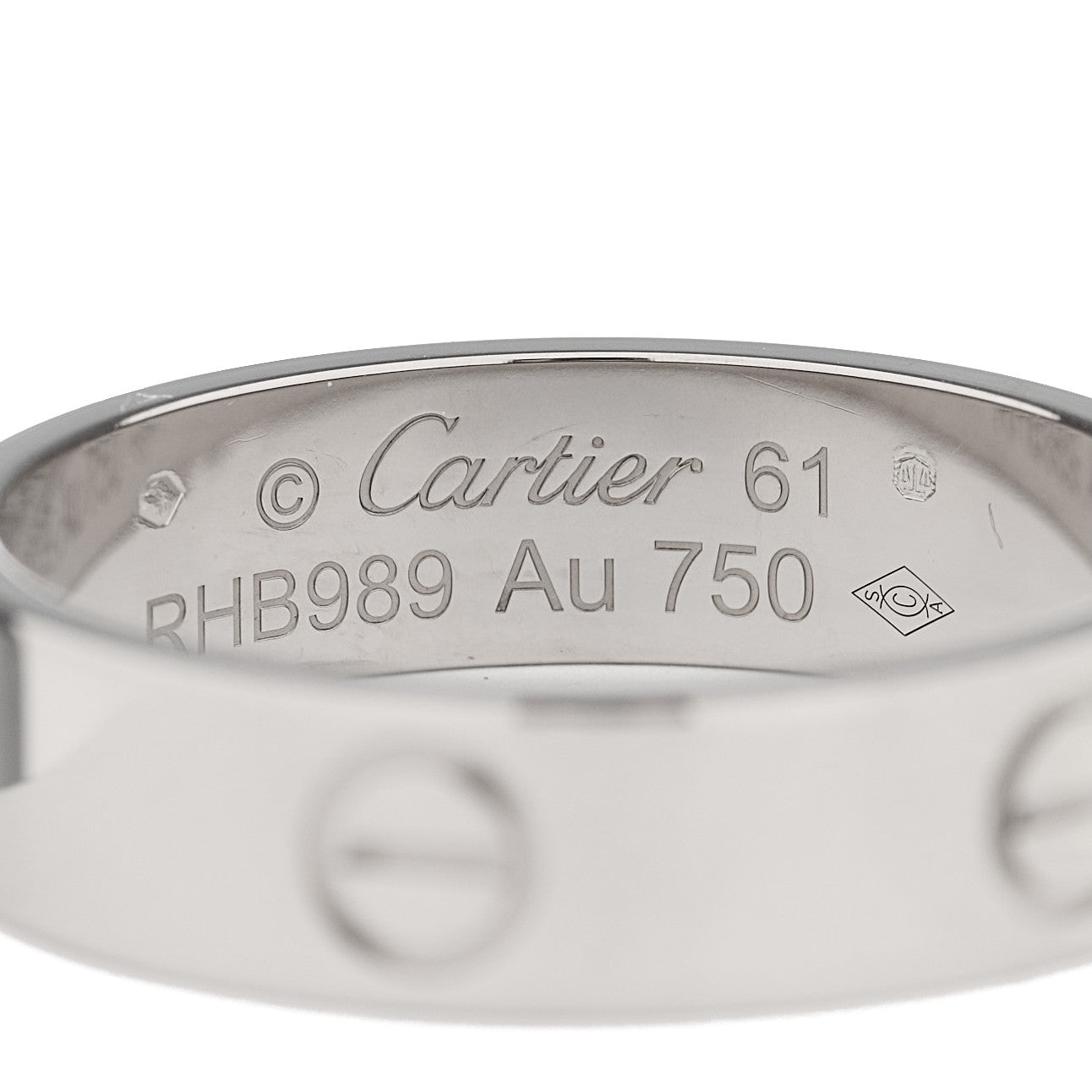 Cartier 18K White Gold 5.5mm LOVE Ring 61 9.5 4 of 4