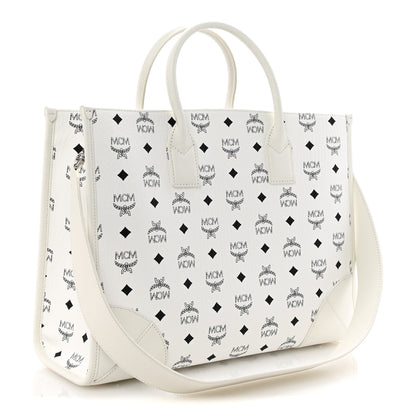 MCM Visetos Large Munchen Tote White 8 of 10
