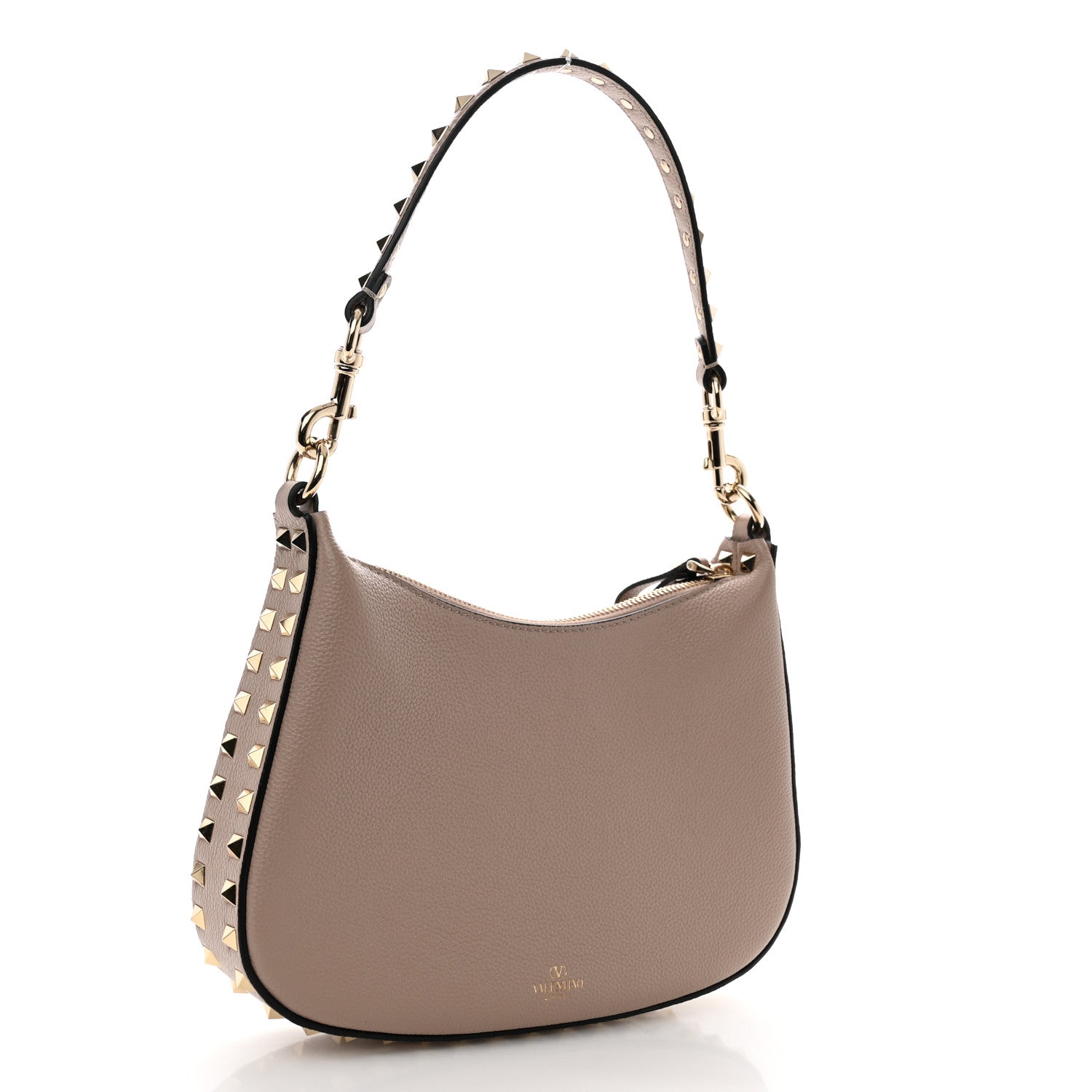 Valentino Garavani Grainy Calfskin Mini Rockstud Hobo Poudre 3 of 10