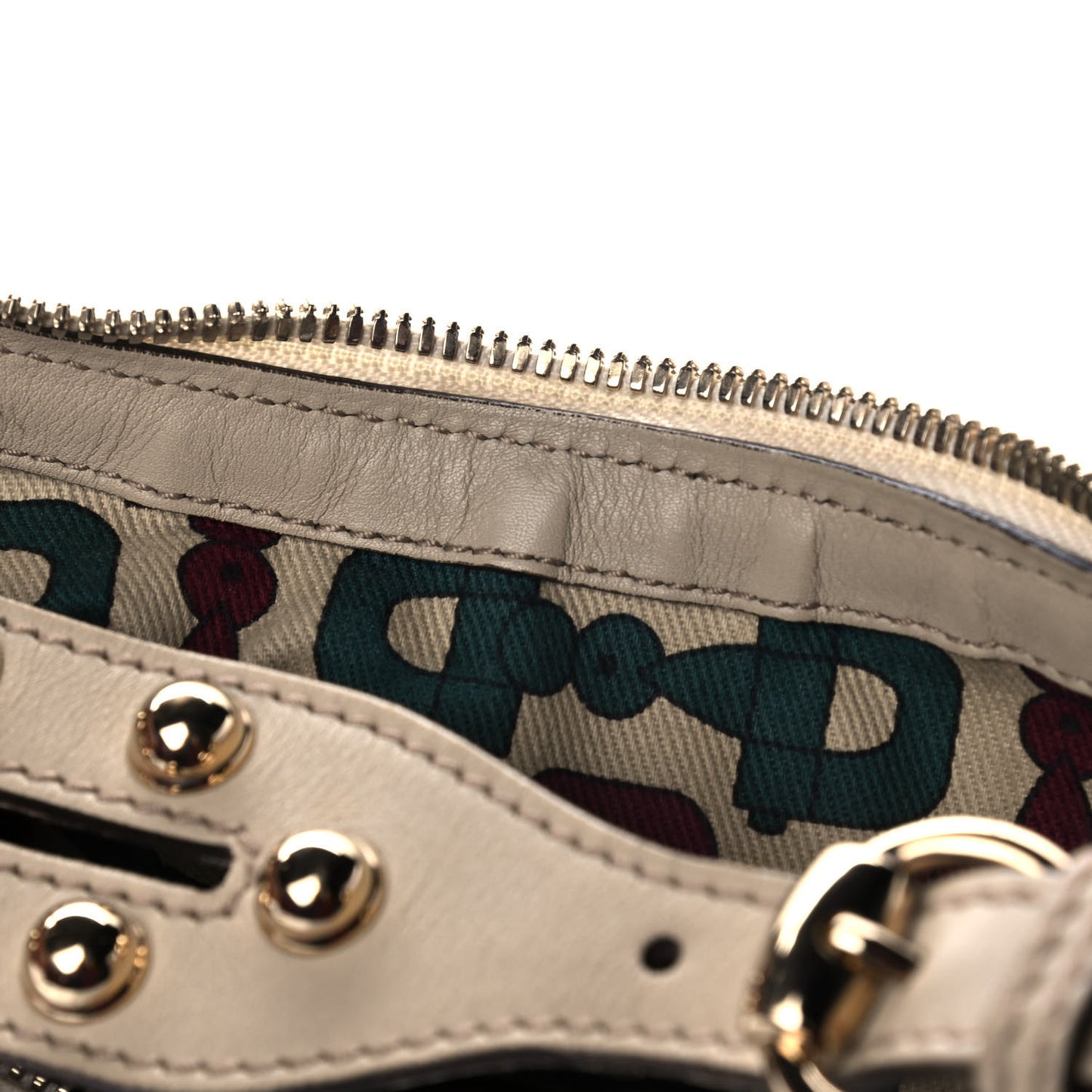 Guccissima Biba Studded Hobo Off White