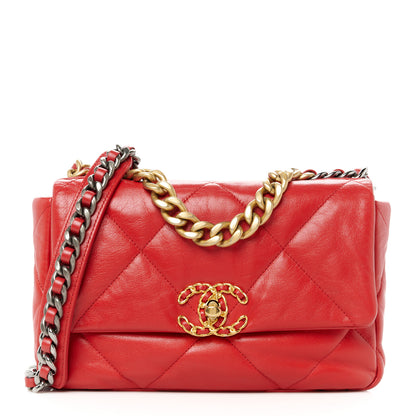 Chanel Goatskin Quilted Medium Chanel 19 Flap Red 1 of 10