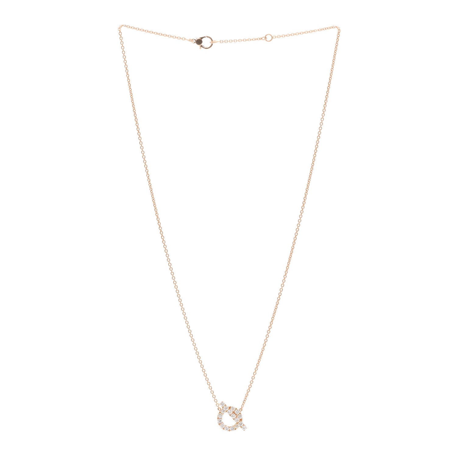 Hermes 18K Rose Gold Diamond Finesse Pendant Necklace 3 of 5