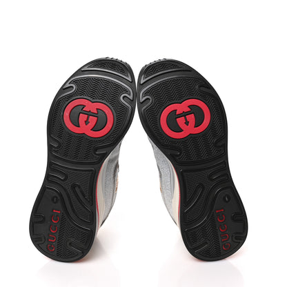 Gucci Metallic Calfskin Glitter Mesh Womens Ultrapace Sneakers 8 Silver Light Grey Mystic White 7 of 8