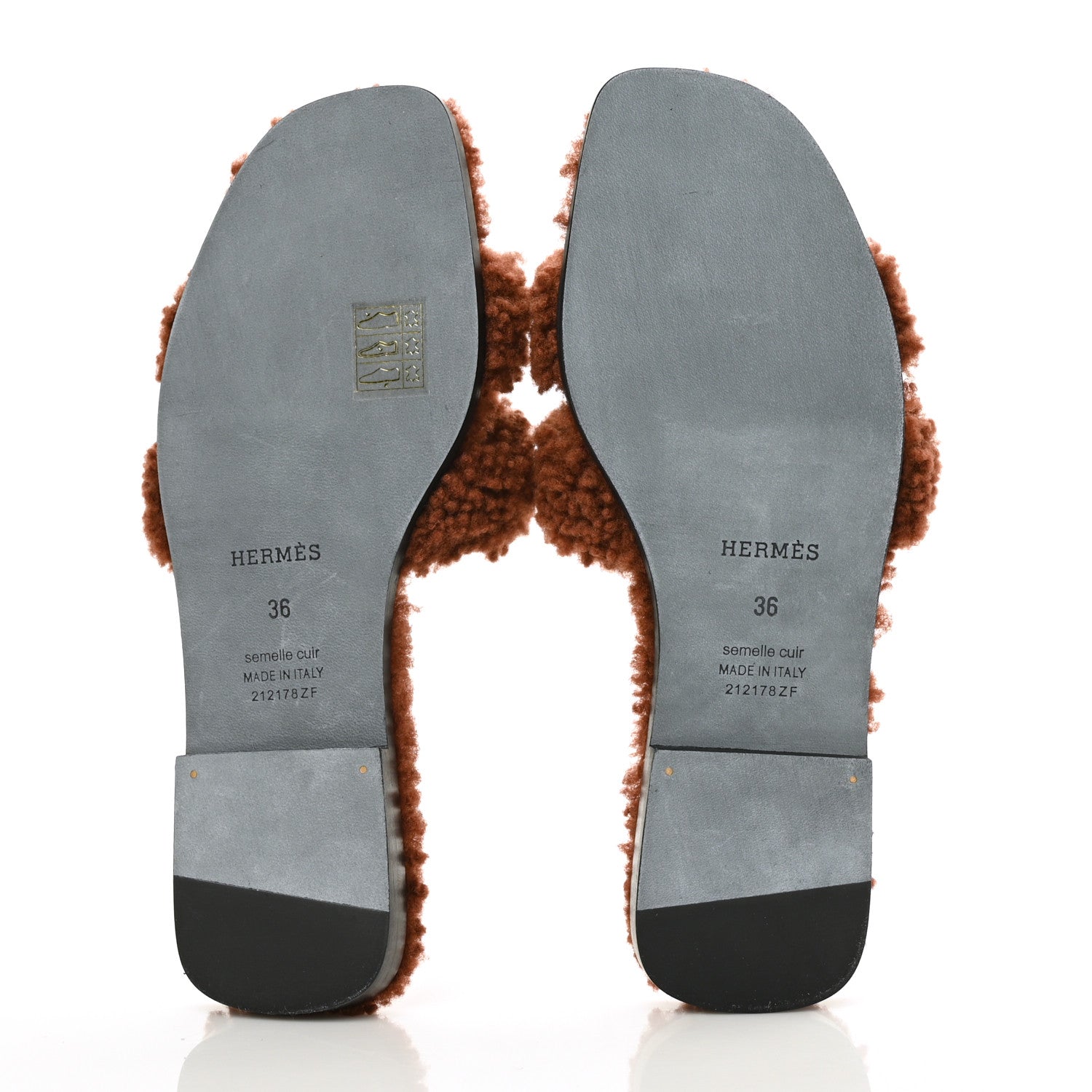 Hermes Woolskin Oran Sandals 36 Cognac 5 of 8