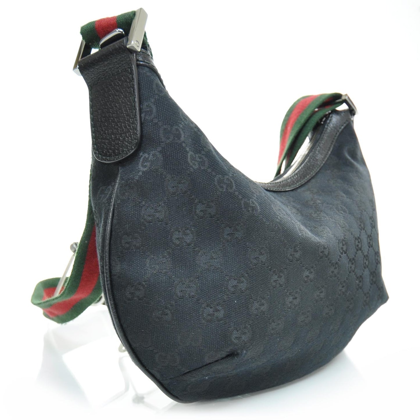 Monogram Web Medium Half Moon Hobo Black