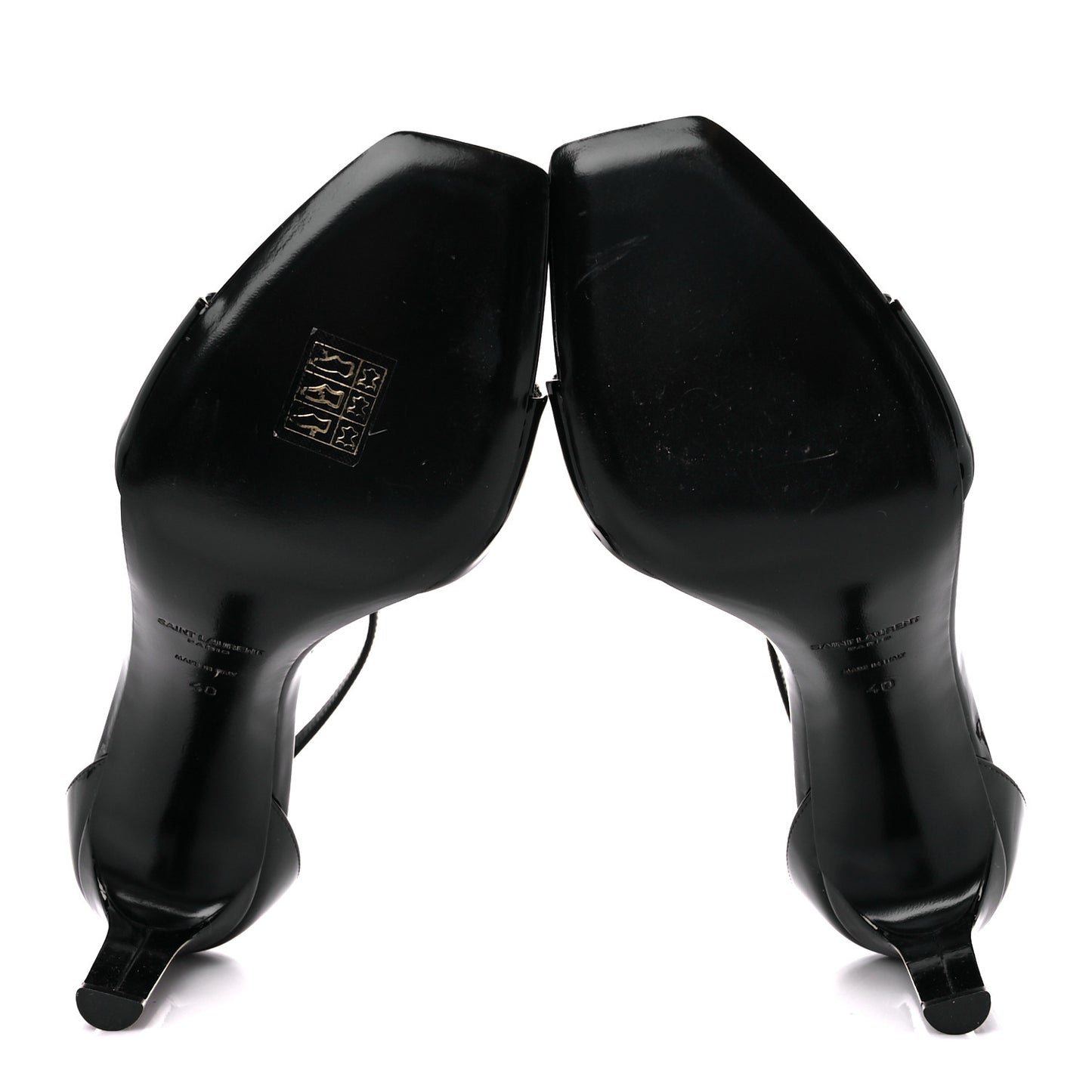 Patent Calfskin Bea 90 Ankle Strap Sandals 40 Black
