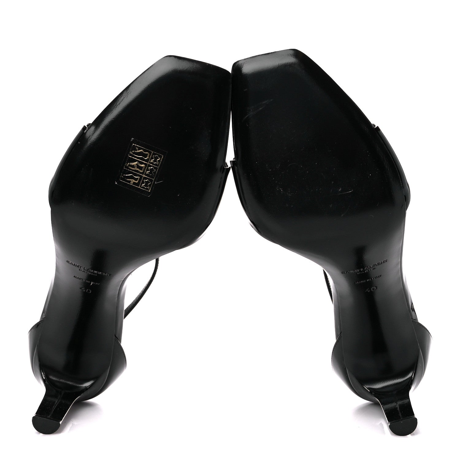 Saint Laurent Patent Calfskin Bea 90 Ankle Strap Sandals 40 Black 5 of 8