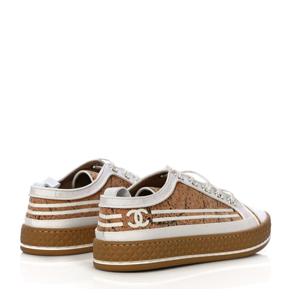 Chanel Cork Jetty Sneaker 38.5 Brown White 4 of 11