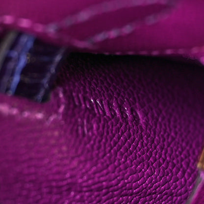 Hermes Madame Calfskin Shiny Niloticus Crocodile Kelly Sellier Touch 25 Anemone Amethyst 7 of 11