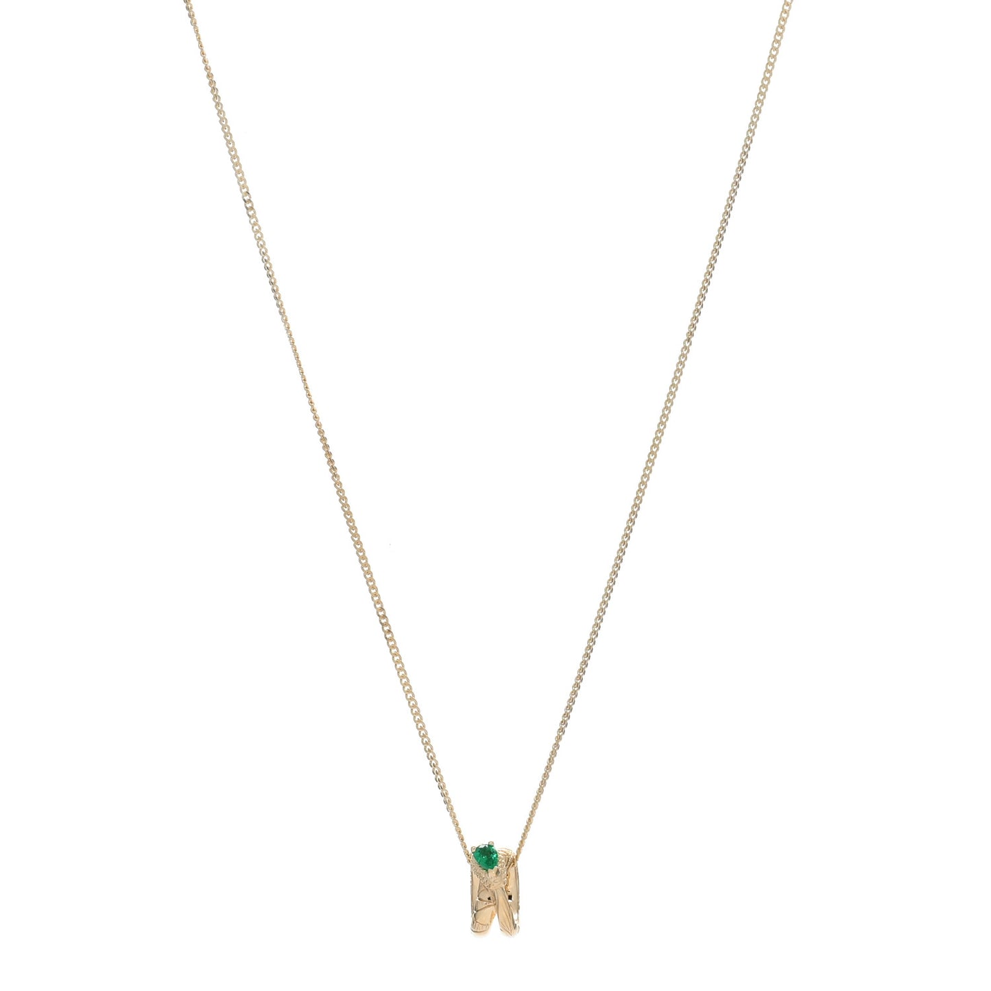 18K Yellow Gold Emerald Ouroboros Snake Necklace