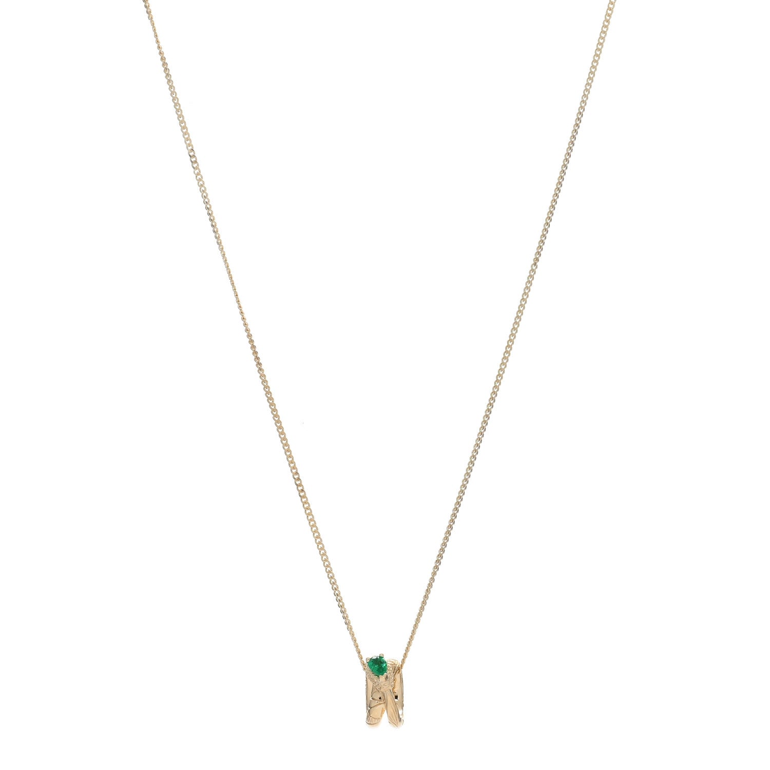 Gucci 18K Yellow Gold Emerald Ouroboros Snake Necklace 1 of 4