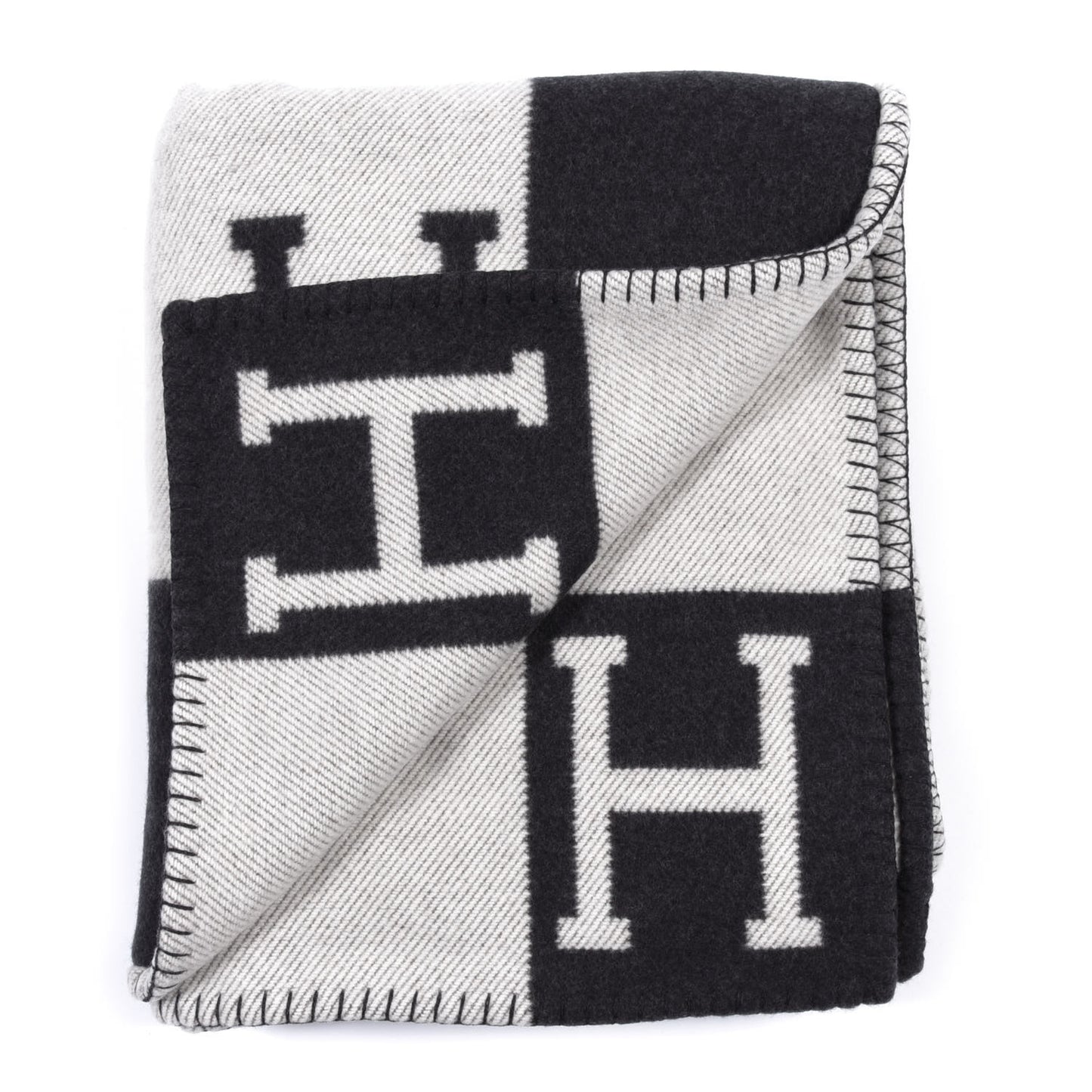 Wool Cashmere Avalon Blanket Ecru Gris Fonce