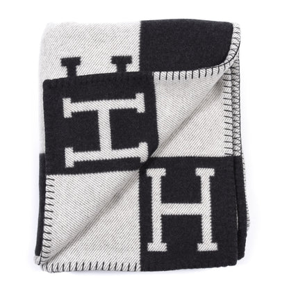 Hermes Wool Cashmere Avalon Blanket Ecru Gris Fonce 2 of 3