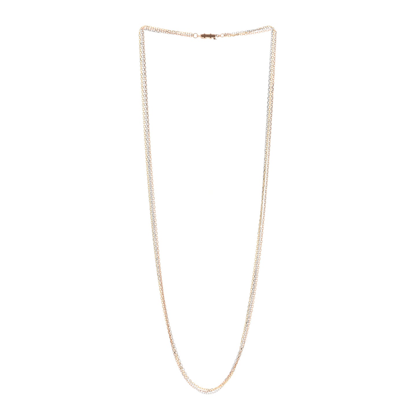 18K Pink Yellow White Gold Three Chain Necklace