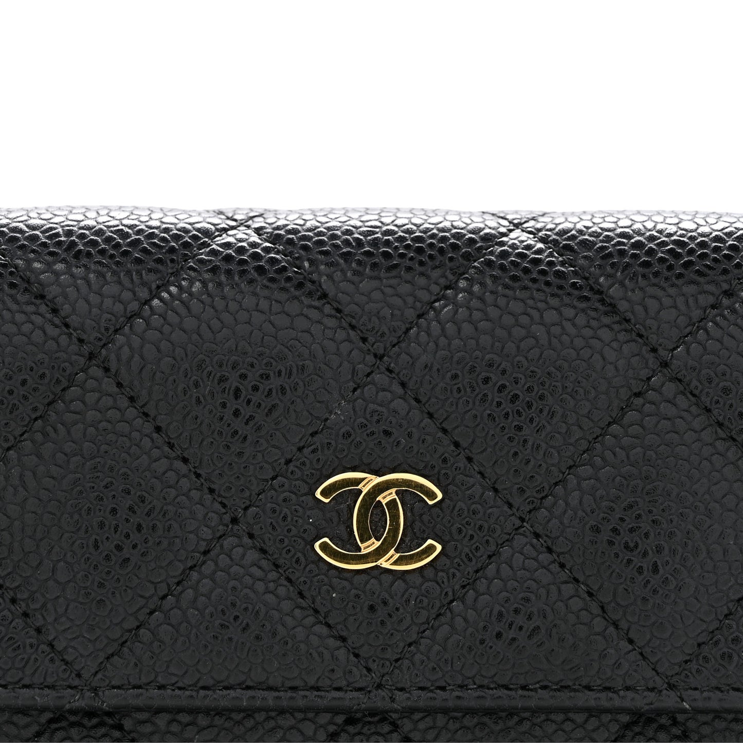 Caviar Quilted Large Gusset Flap Wallet Black