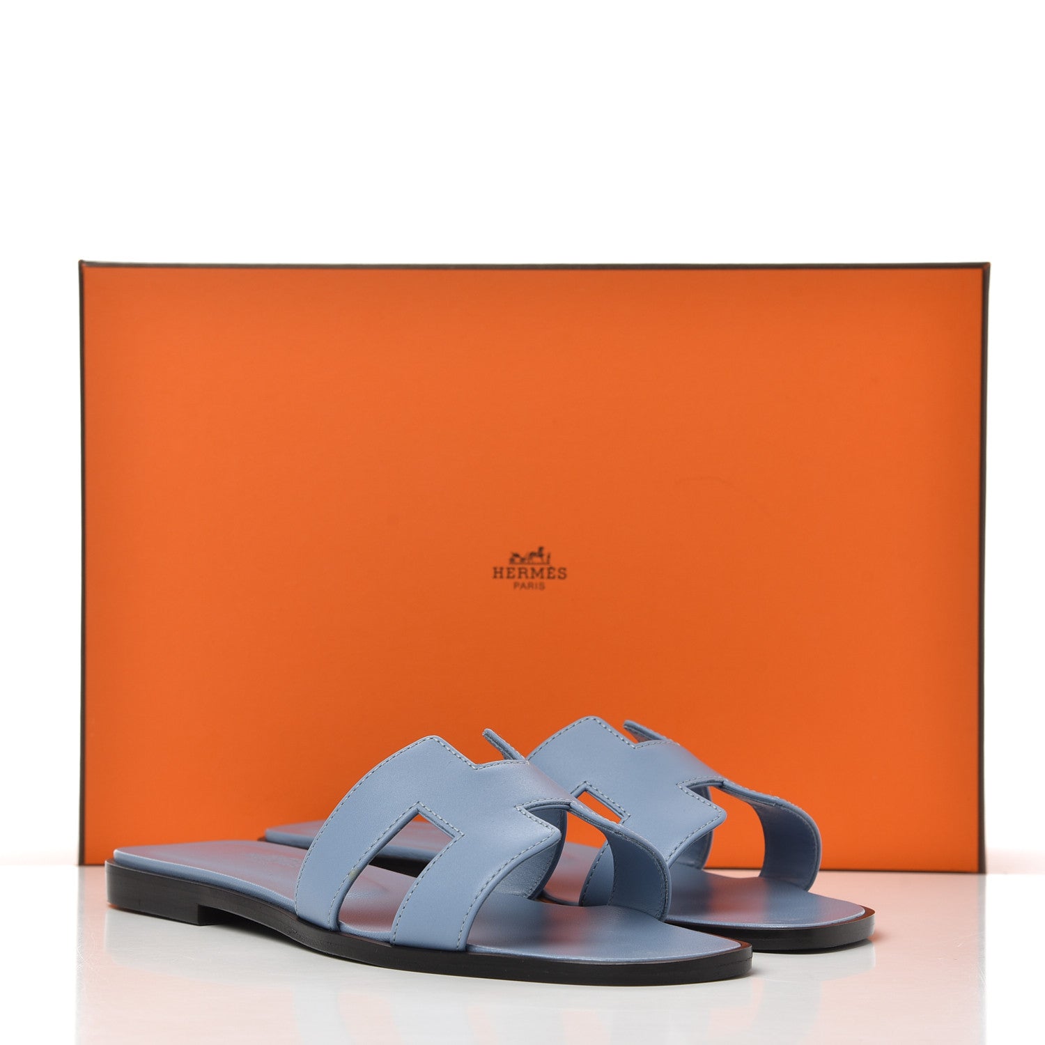 Hermes Calfskin Oran Sandals 37 Bleu Bleuet 15 of 15