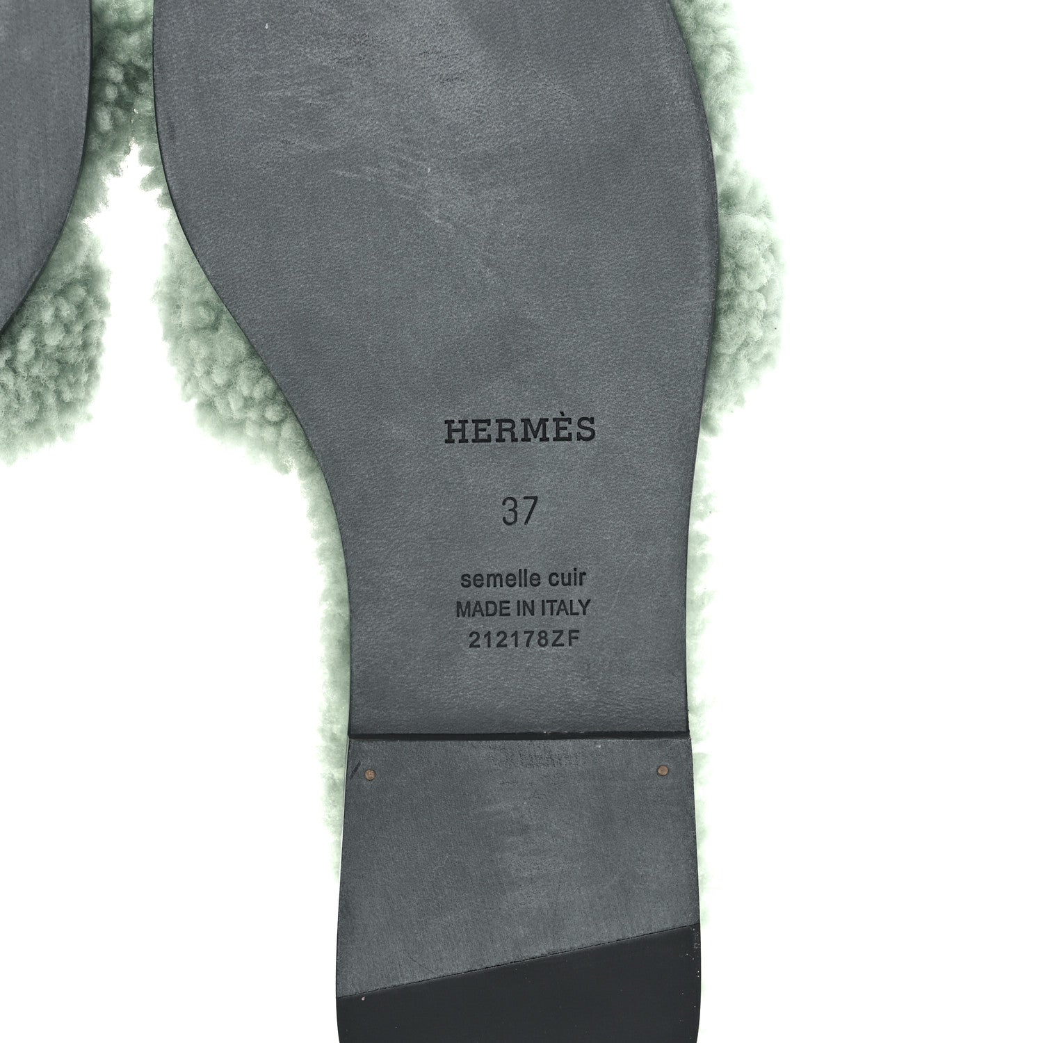 Hermes Woolskin Oran Sandals 37 Vert D'Eau 6 of 8
