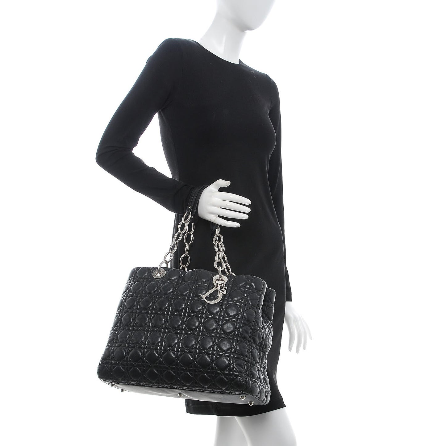 Lambskin Cannage Large Dior Soft Shopping Tote Black