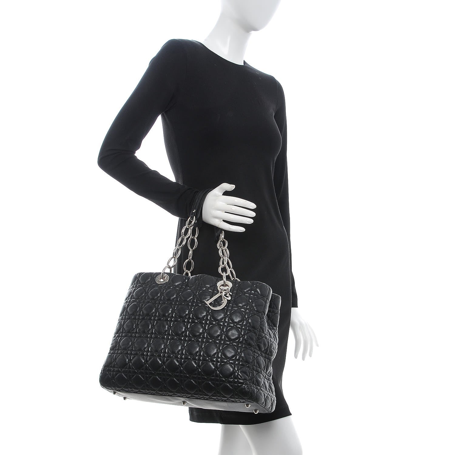 Christian Dior Lambskin Cannage Large Dior Soft Shopping Tote Black 2 of 7