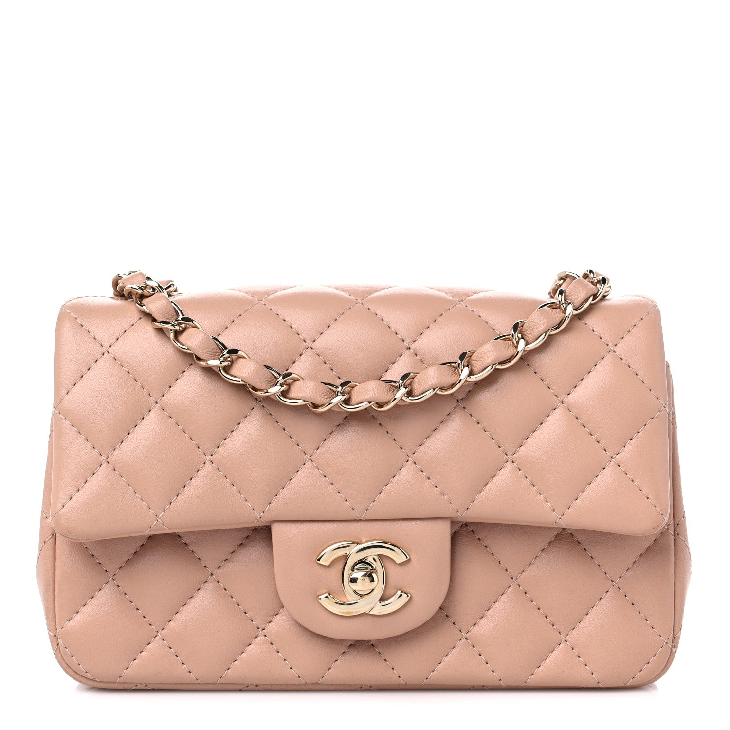 Chanel Lambskin Quilted Mini Rectangular Flap Beige 1 of 10